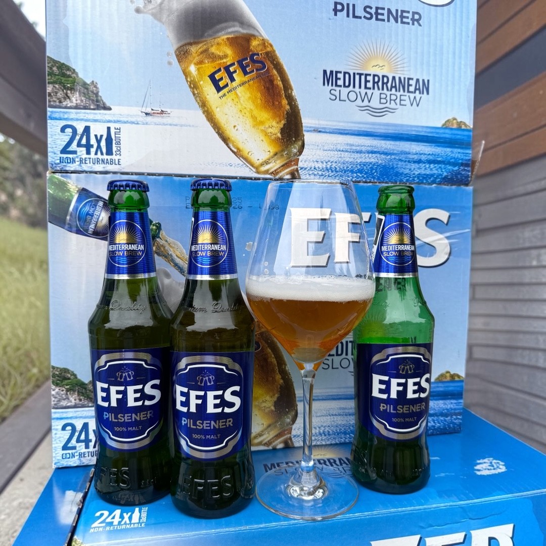 EFES pilsner, bedste Mediterranean øl 24 flasker kr. 129,- spar 567,- + pant