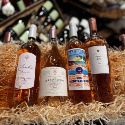 Sydfransk rosé kurv med 4 flasker